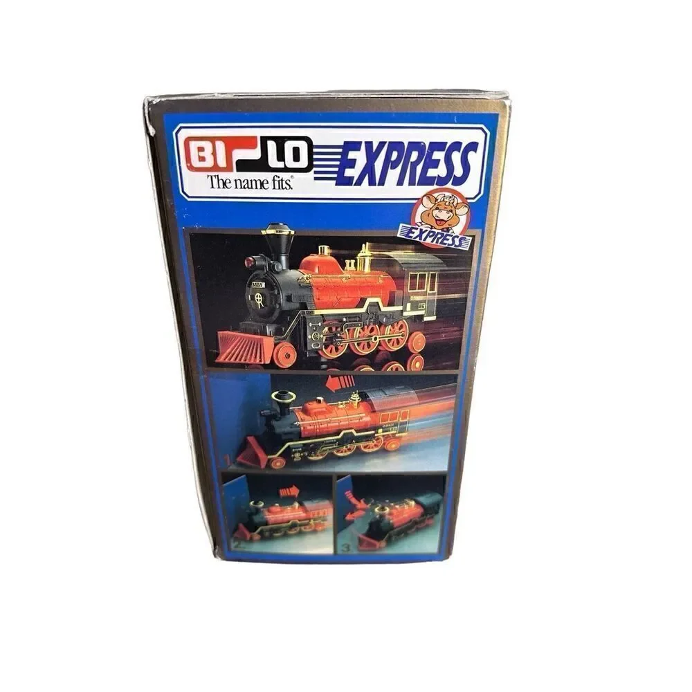Vintage Bilo Bi-Lo Express Train Sounds Lights Moves Battery Operated Smoke